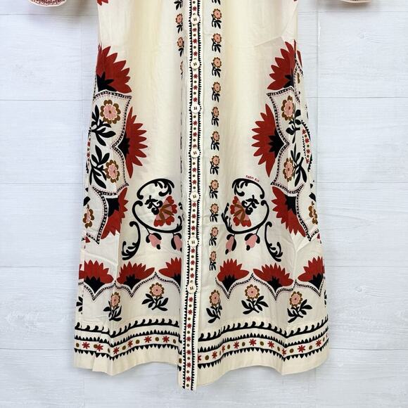 NWT Farm Rio Mandala Floral Maxi Dress Size XS Cream Balloon Sleeves Cottagecore - Picture 6 of 16